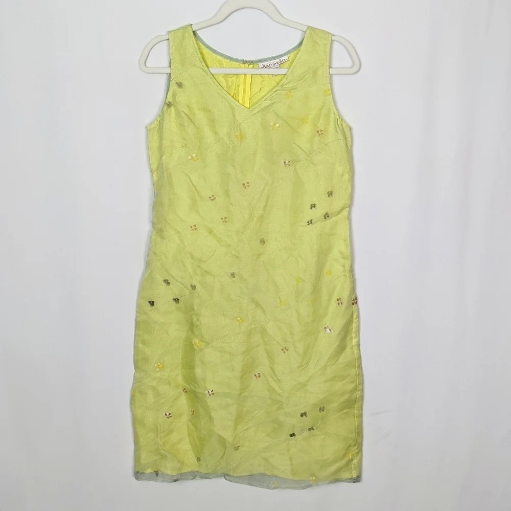 Kar.a.van India Silk layered Painted Y2K Sleeveless Sheath Knee Length Dress S